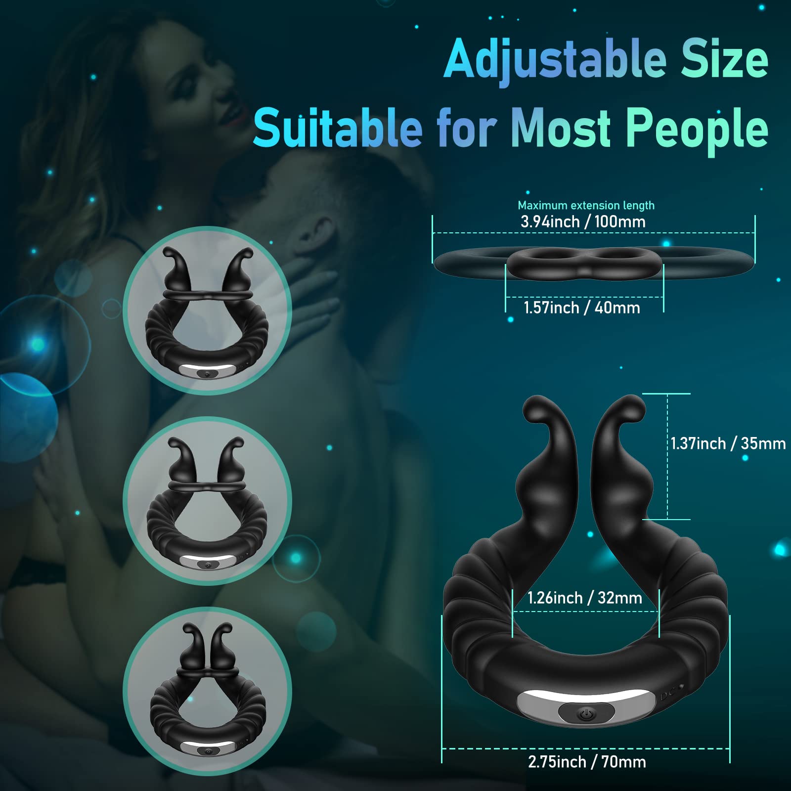 Cock Ring Vibrating Penis Rings Adult Toys Couples Clit Vibrator Mens Sex Toys Massager USB Rechargeable 10 Vibration Modes Testicles Clitoris Stimulation Sexual Pleasure