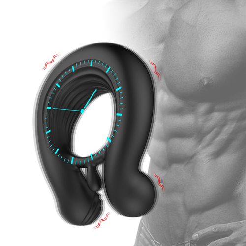 Cock Ring Vibrator Massager Adult Sexual Products with APP Remote Control and Double Shock for Male Personal Massage Black