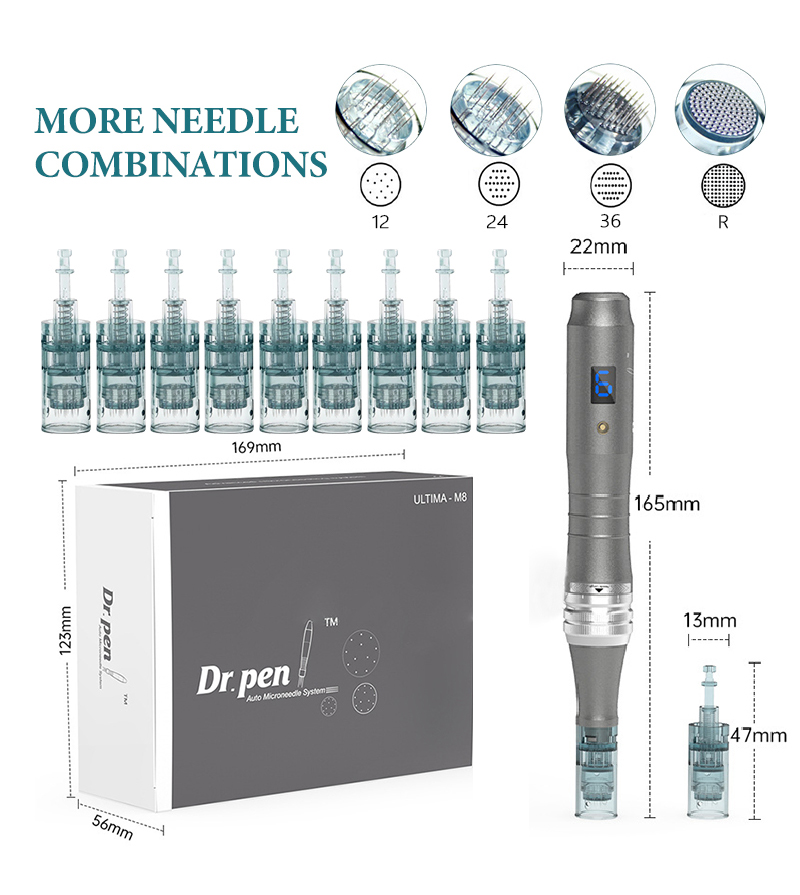 Dr. Pen Ultima M8 Microneedling Pen Professional Electric Auto Derma Pen Wireless Microneedle Needling Anti Aging Skin Care Tool Kit with 50pcs Needles Cartridges
