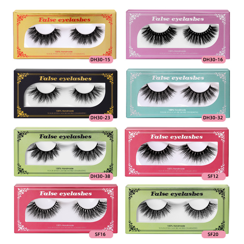 (SF16 Mink Hair) Mink False Eyelashes Extensions Fake Lashes Wispy Curly Fluffy 3D Thick Natural Look Soft Vivid Fashion Party Makeup Tools 10 Pairs Pack