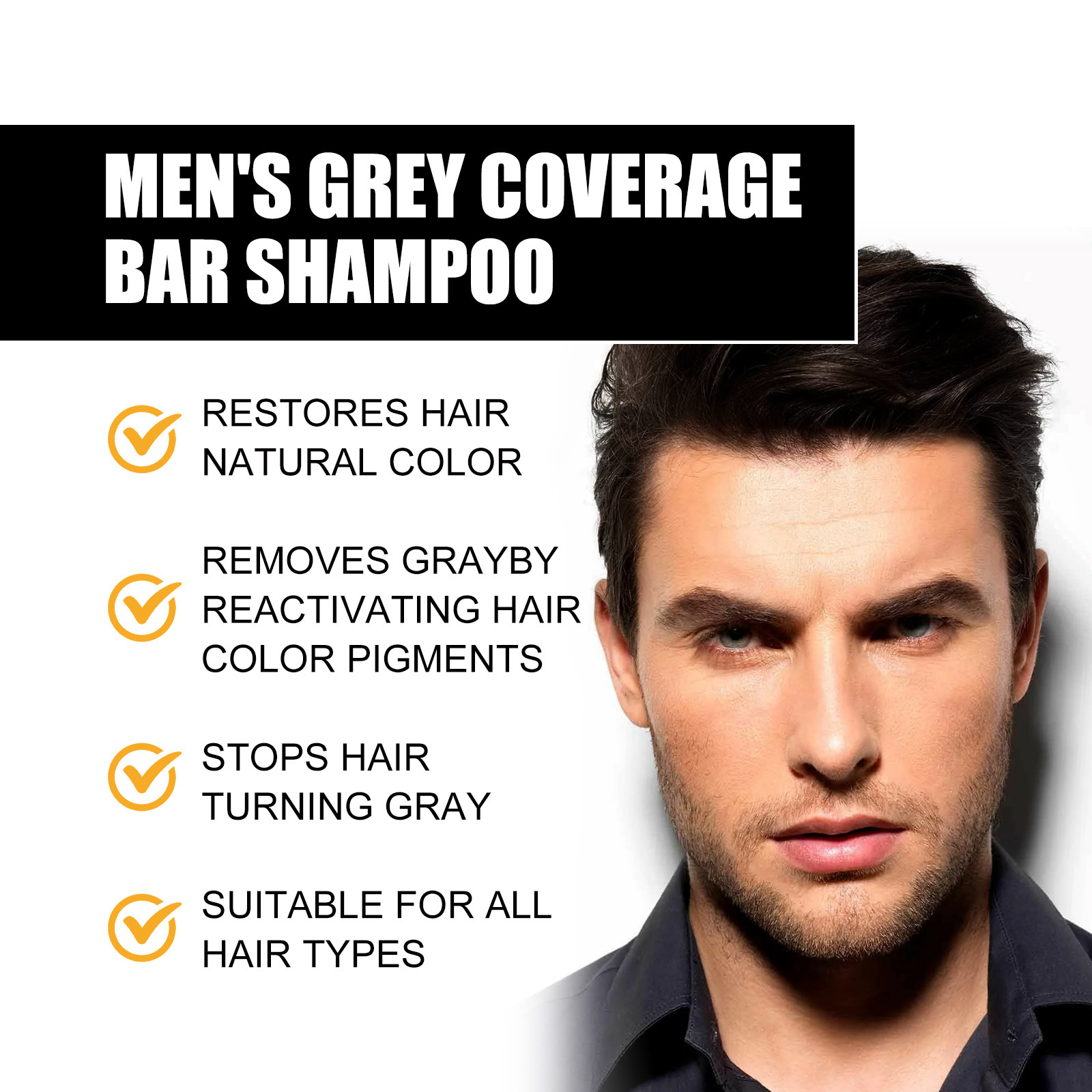 Black Hair Soap Hair Darkening Shampoo Bar Soap Cover for Grey Hair Hair Regrowth Hair Growth 50g