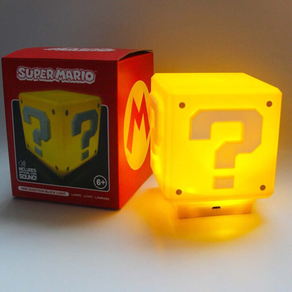 Super Mario Question Block LED Night Light with USB Rechargeable Sound Lamp