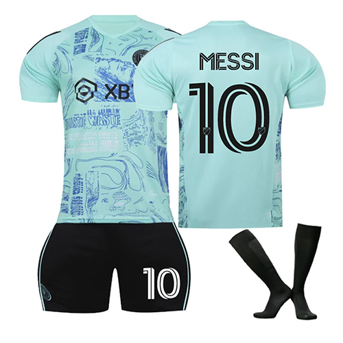 Inter Miami Messi Kit No. 10 Football Kit for Kids Home Match Football Jersey Tracksuit Shirts Shorts and Socks Set