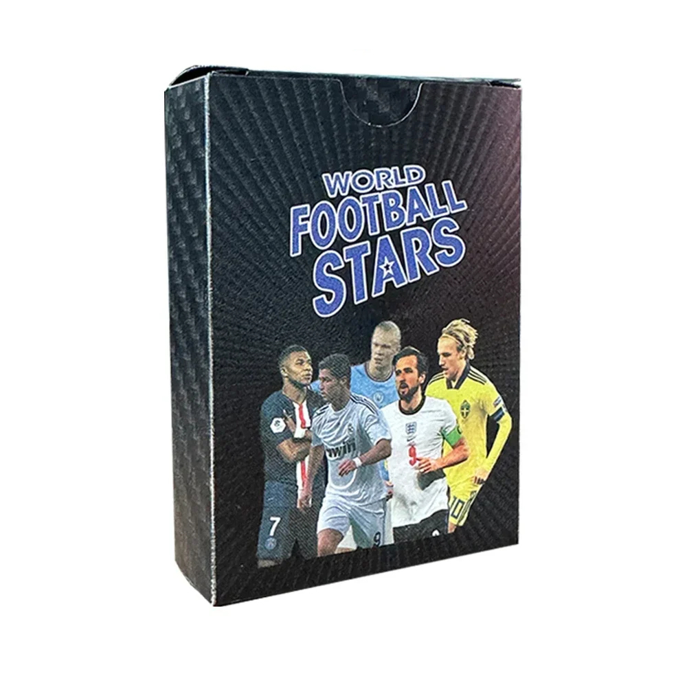 World Football Stars Cards 55Pcs Black Collection Cards Football FIFA All-Star Ronaldo Messi Mbappe English Trading Card Toys Kids Fan Gifts