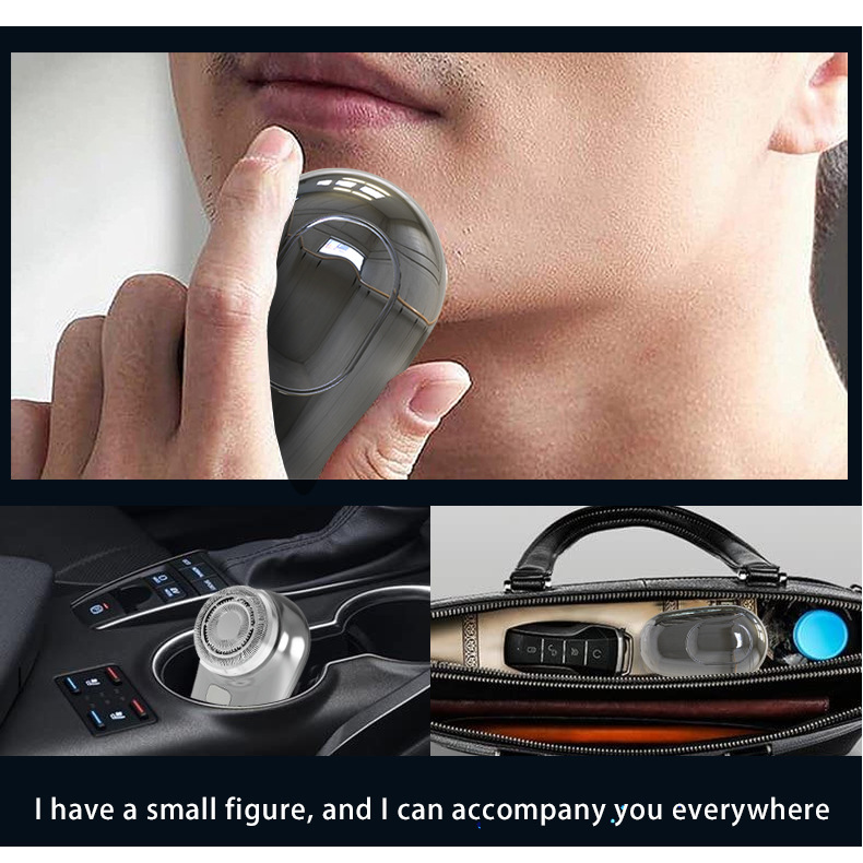 (Grey) Mini Portable Electric Shaver for Men Waterproof Travel Shaver with USB Charging