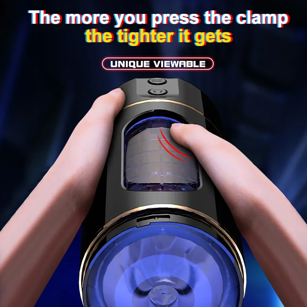 (Battery White) Automatic Male Masturbator Cup Stimulation Realistic Vagina Adult Pussy Toy with Vibrating Thrusting Sucking Pocket Sexual Adult Sex Toys Men Pleasure