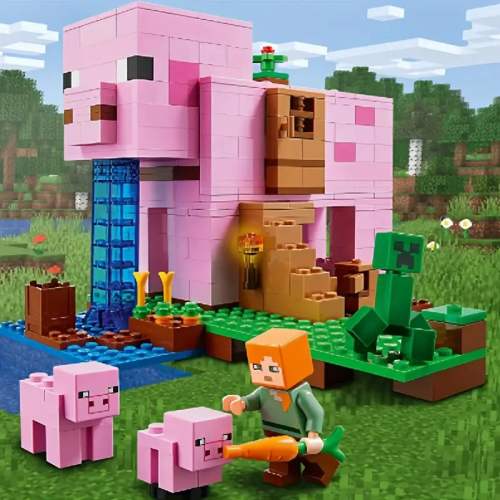 The Pig House Minecraft Blocks Educational Bricks Fit LEGO Toys Xmas Gift