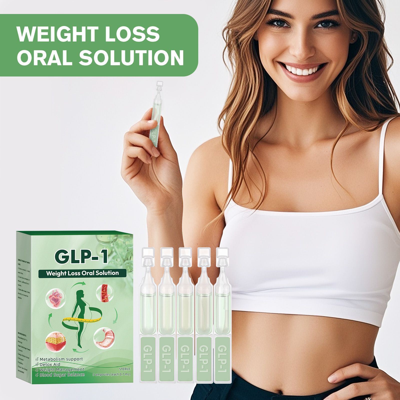 (1 Box) Body Care Supplies GLP-1 Drops Body Sliming WeightLoss Supplement