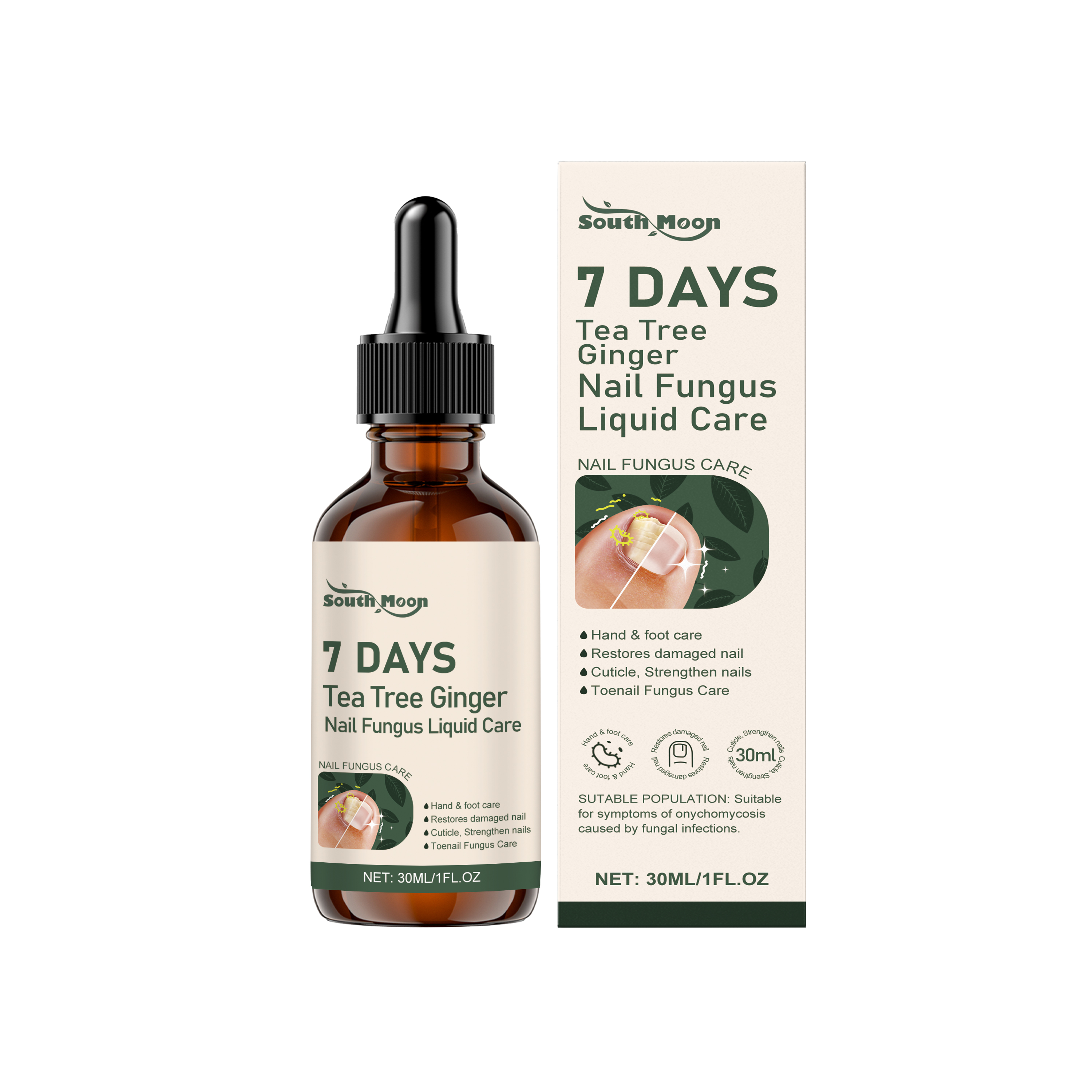 Toe Nail Care Serum Nail Fungus Treatment Repair Serum 50ml Herbal Nail Fungus Treatment Spray Tea Tree Oil & Ginger Infused