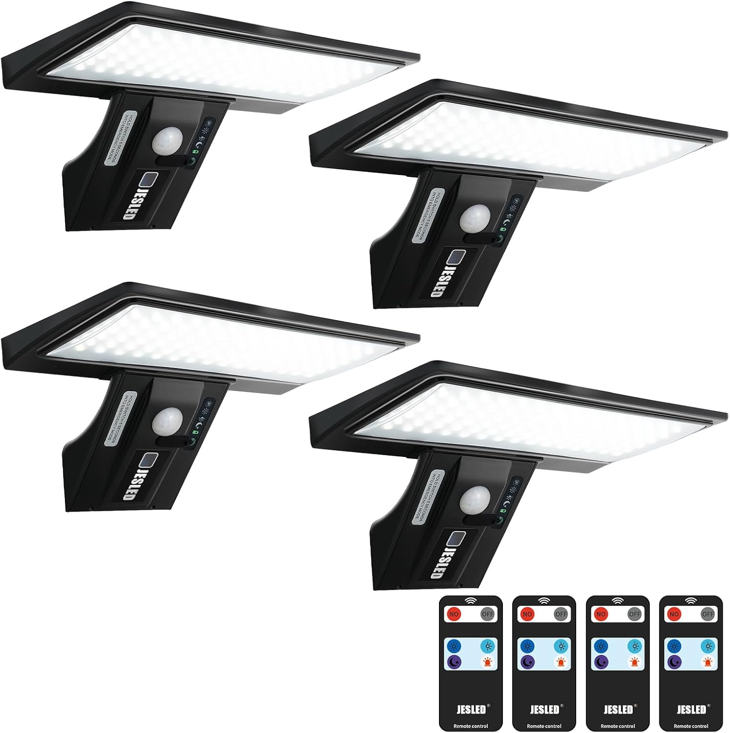 (1 pcs)  Solar Powered Lights Outside for Garden Fence Door Yard Pathway  90 LED Solar Motion Sensor Security Wall Lights Waterproof 2600mAh  USB Charging