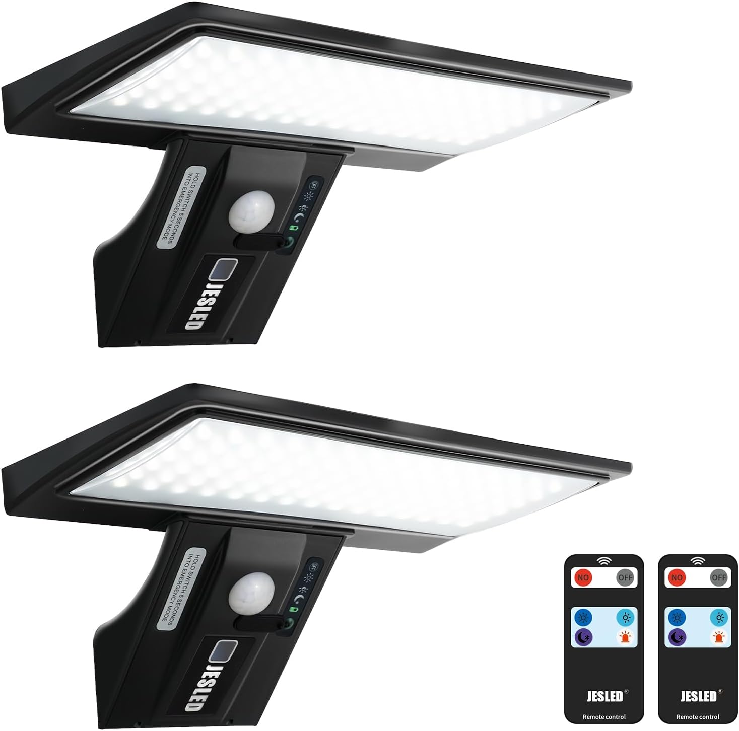 (1 pcs)  Solar Powered Lights Outside for Garden Fence Door Yard Pathway  90 LED Solar Motion Sensor Security Wall Lights Waterproof 2600mAh  USB Charging