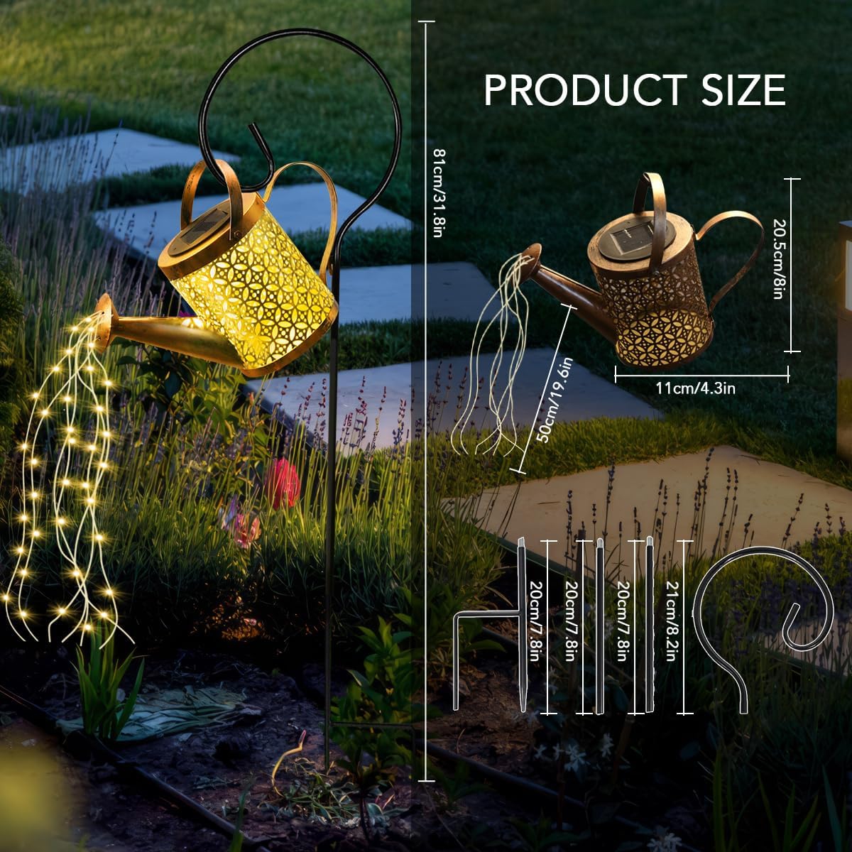 Solar Watering Can Light Solar Garden Lights Outdoor Led Waterproof Fairy String Lights for Garden Patio Yard Pathway Lantern Decorations Unique Gardening 