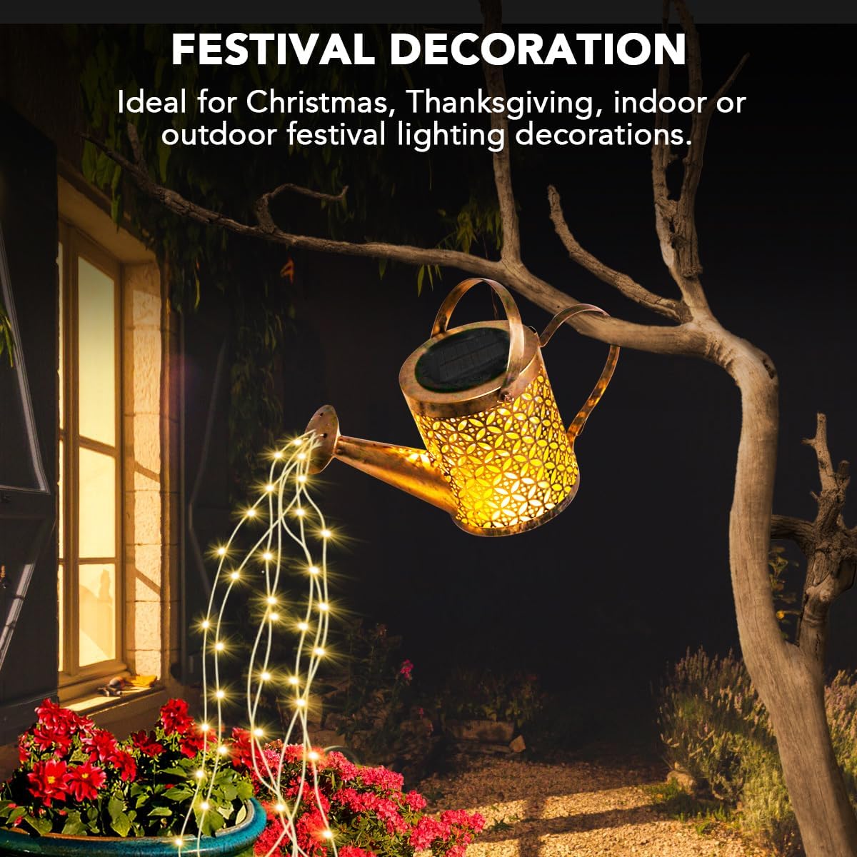 Solar Watering Can Light Solar Garden Lights Outdoor Led Waterproof Fairy String Lights for Garden Patio Yard Pathway Lantern Decorations Unique Gardening 