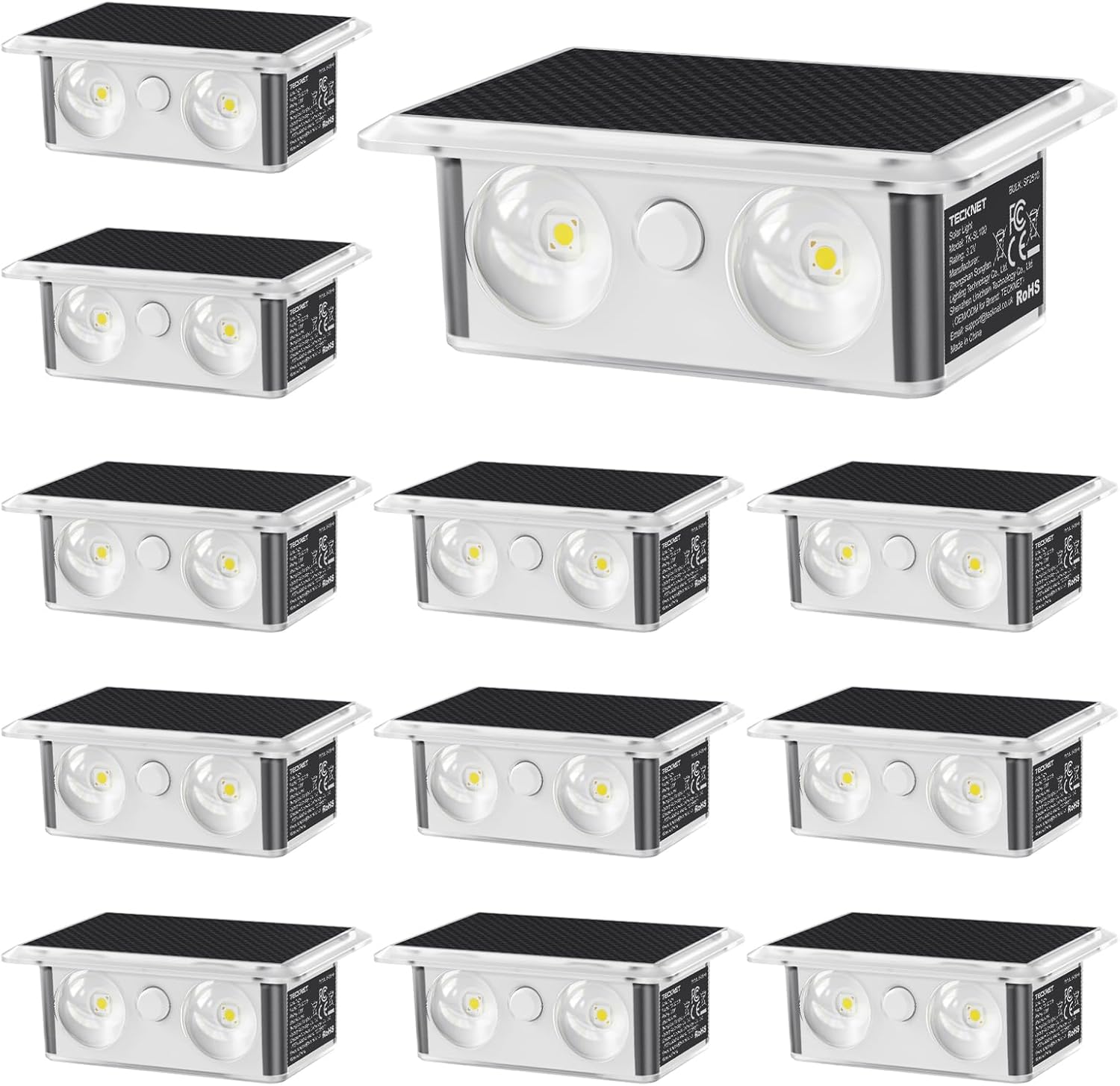 (6 pcs) Solar Fence Lights Up Down Lighting Solar Lights Outdoor Garden Warm White RGB 8 Colors Solar Powered Wall Lights IP66 Waterproof for Outside Yard Patio 