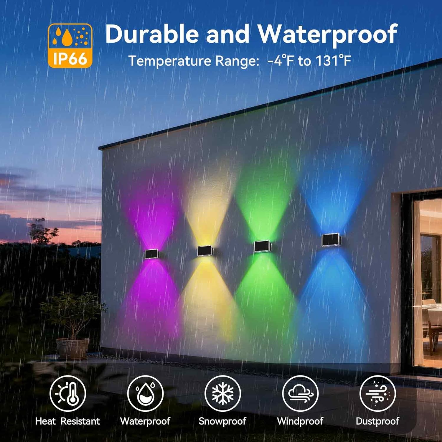 (6 pcs) Solar Fence Lights Up Down Lighting Solar Lights Outdoor Garden Warm White RGB 8 Colors Solar Powered Wall Lights IP66 Waterproof for Outside Yard Patio 