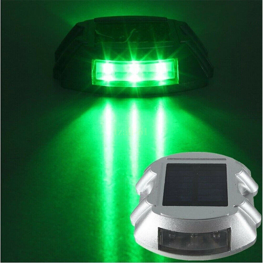 (4 PCS) 4PC LED Solar Dock Light Pathway Warning Driveway Garden Lamp Decor Lights
