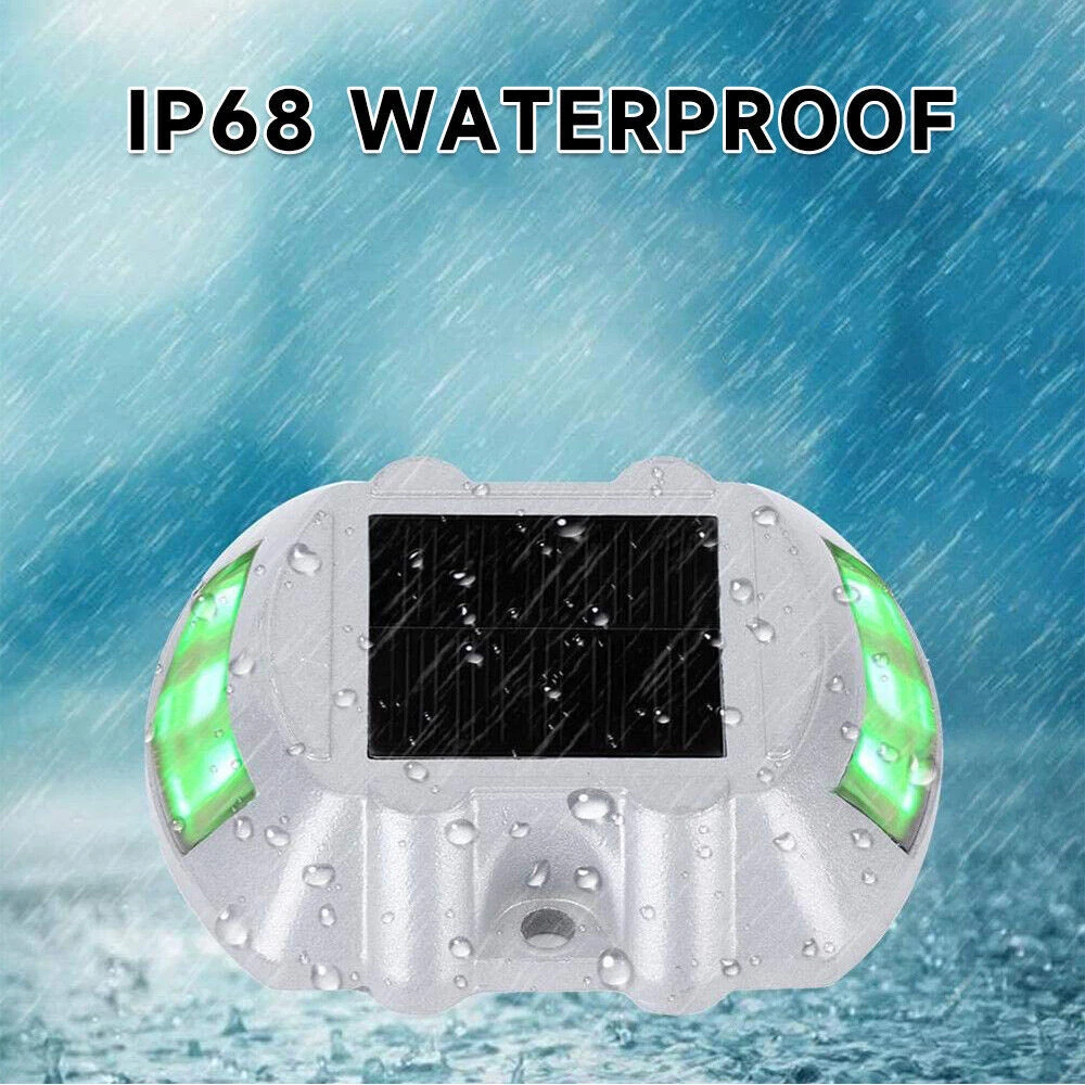 (4 PCS) 4PC LED Solar Dock Light Pathway Warning Driveway Garden Lamp Decor Lights