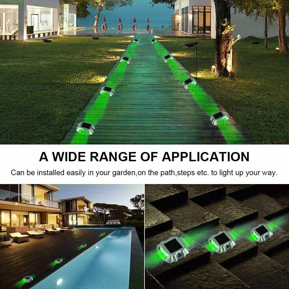 (4 PCS) 4PC LED Solar Dock Light Pathway Warning Driveway Garden Lamp Decor Lights