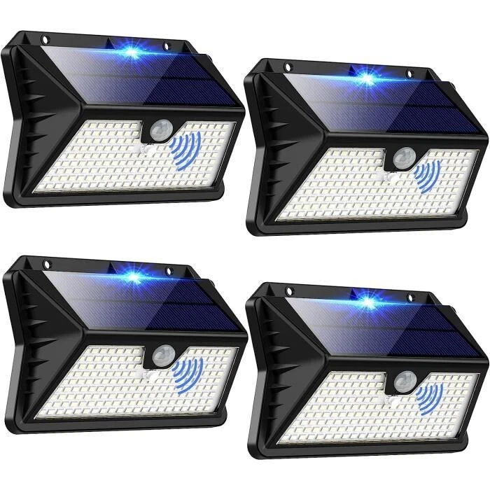 4Pcs Solar Garden Lamp 185 LED Outdoor Solar Wall Light Terrace Garage