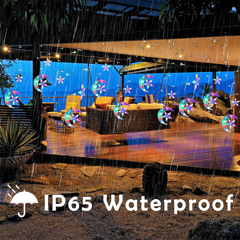 (Only stars-White) LED Stars and Moon String Lights Solar Power Christmas Decoration Waterproof Solar Lights For Outdoor Garden Patio