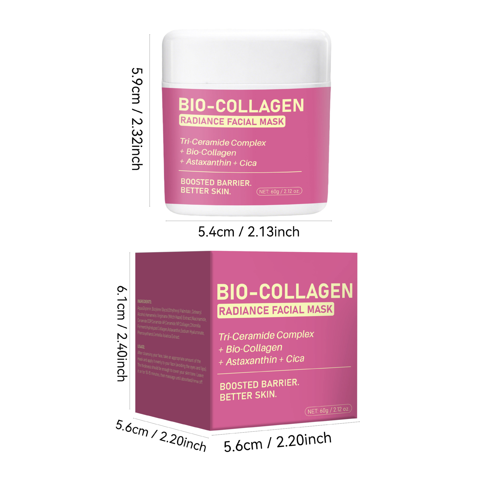 Bio Collagen Glow Mask Radiant Skin Brightening Moisturising Treatment for Daily Face Care 60g