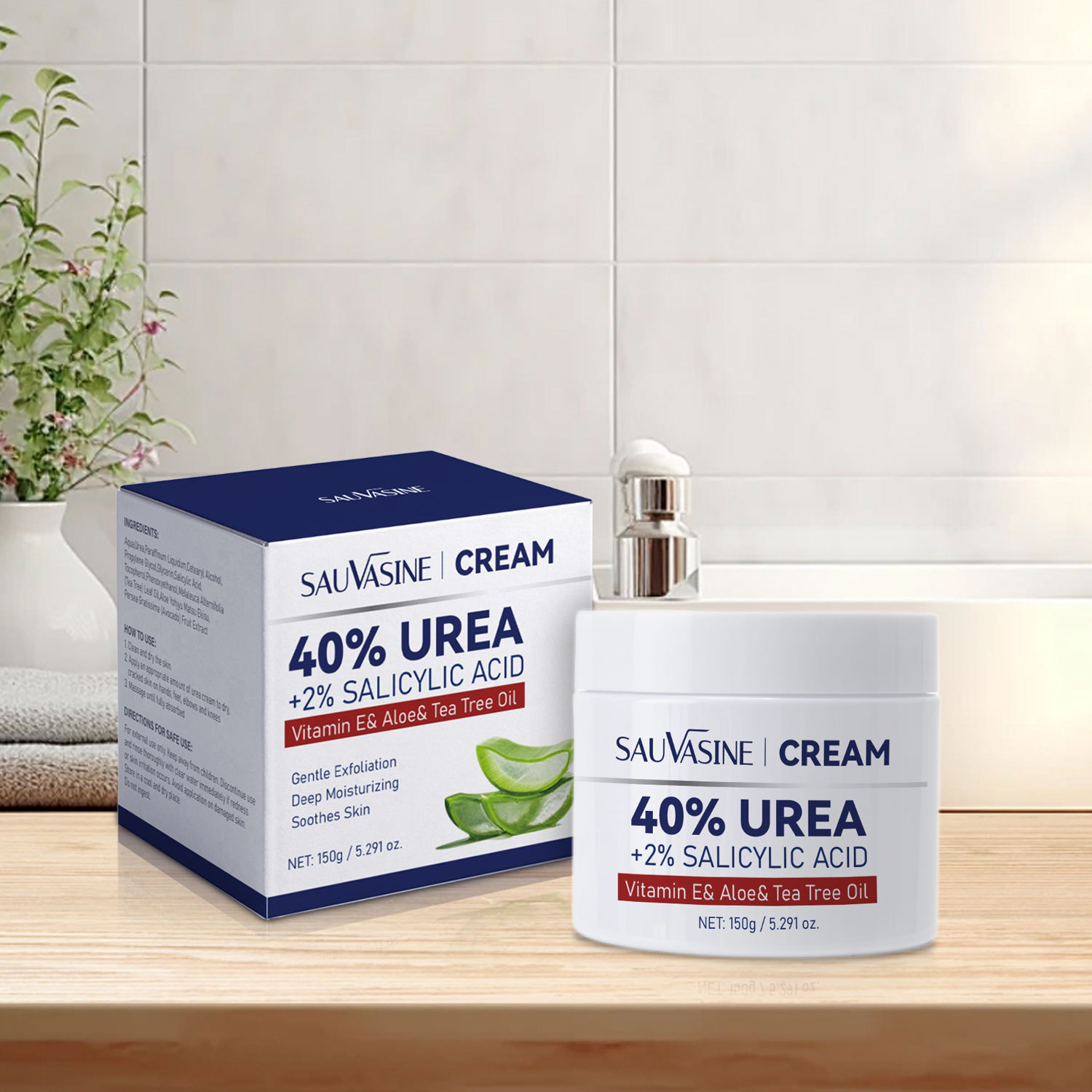 40 Percent Urea Face Cream Moisturizing Vitamin E Exfoliating For Dry Skin Renewal And Daily Hydrating Care