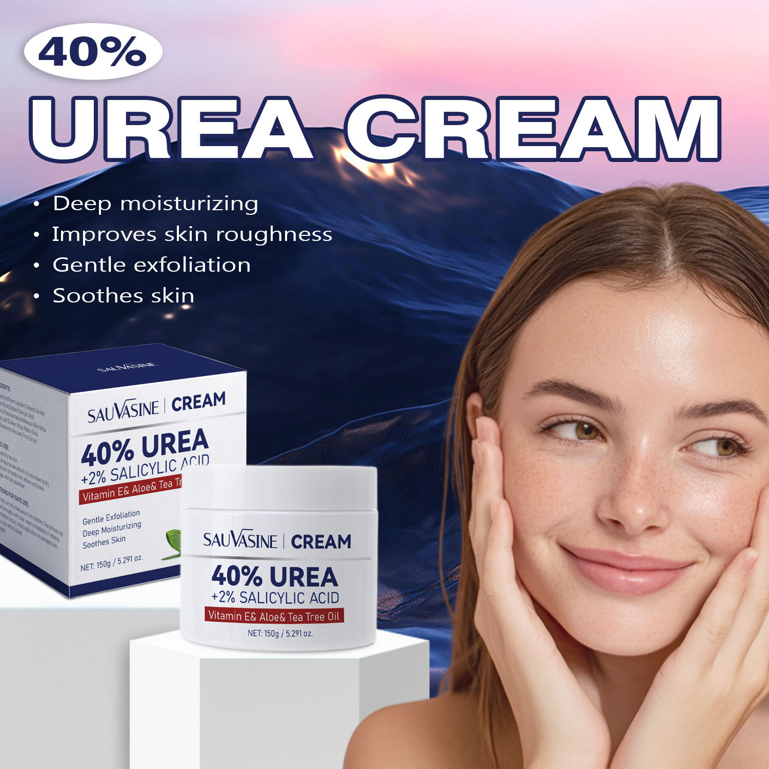 40 Percent Urea Face Cream Moisturizing Vitamin E Exfoliating For Dry Skin Renewal And Daily Hydrating Care