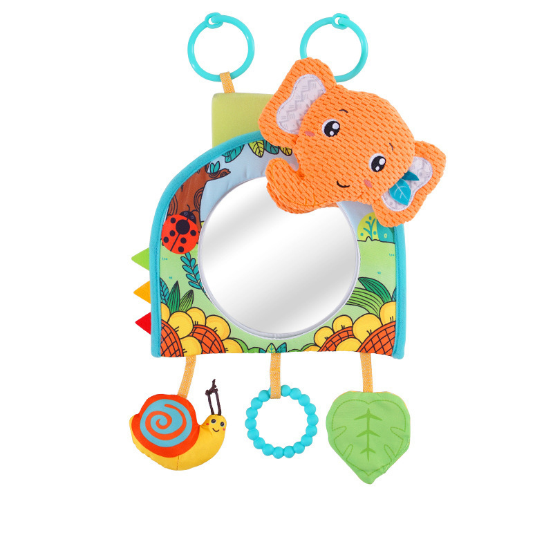 (Orange Fox) Baby Mirror Car Seat Toys Rear Teether and Crinkle Pape Fun Travel Infant  Tummy Time Toys Babies Carseat Toy for Newborns Gifts
