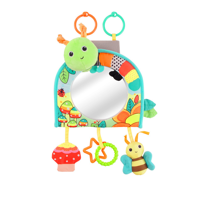 (Orange Fox) Baby Mirror Car Seat Toys Rear Teether and Crinkle Pape Fun Travel Infant  Tummy Time Toys Babies Carseat Toy for Newborns Gifts