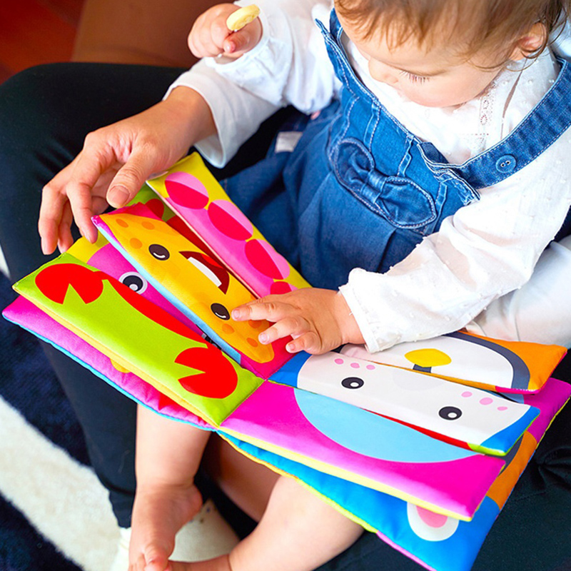 (Farm 626) Cartoon Animal Face Matching Cloth Book Torn Baby Stereo Cloth Book Montessori Early Educational Teaching Toddler Books Gifts