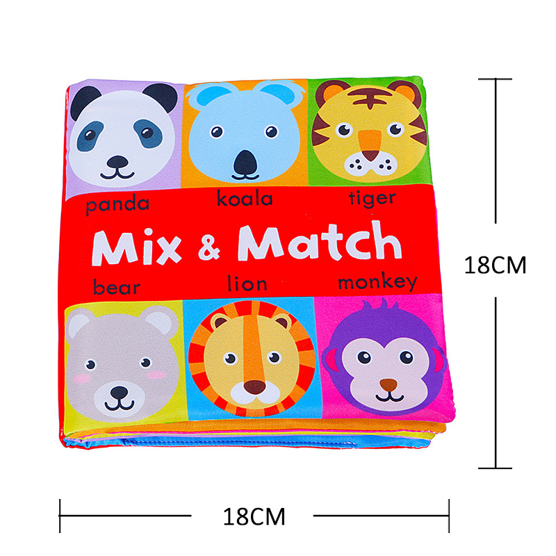 (Farm 626) Cartoon Animal Face Matching Cloth Book Torn Baby Stereo Cloth Book Montessori Early Educational Teaching Toddler Books Gifts