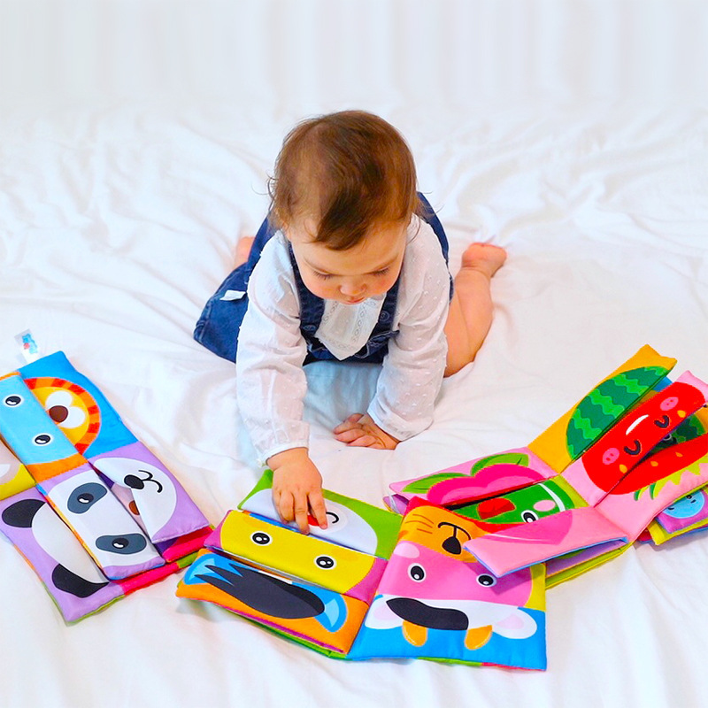 (Farm 626) Cartoon Animal Face Matching Cloth Book Torn Baby Stereo Cloth Book Montessori Early Educational Teaching Toddler Books Gifts