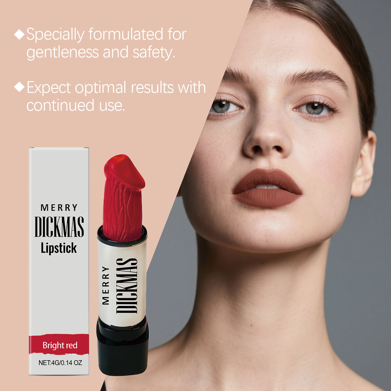 Bright Red Christmas Lipstick Secret Party Color Rendering Three Dimensional Silky Smooth Easy Apply Versatile Matte Portable Cosmetic