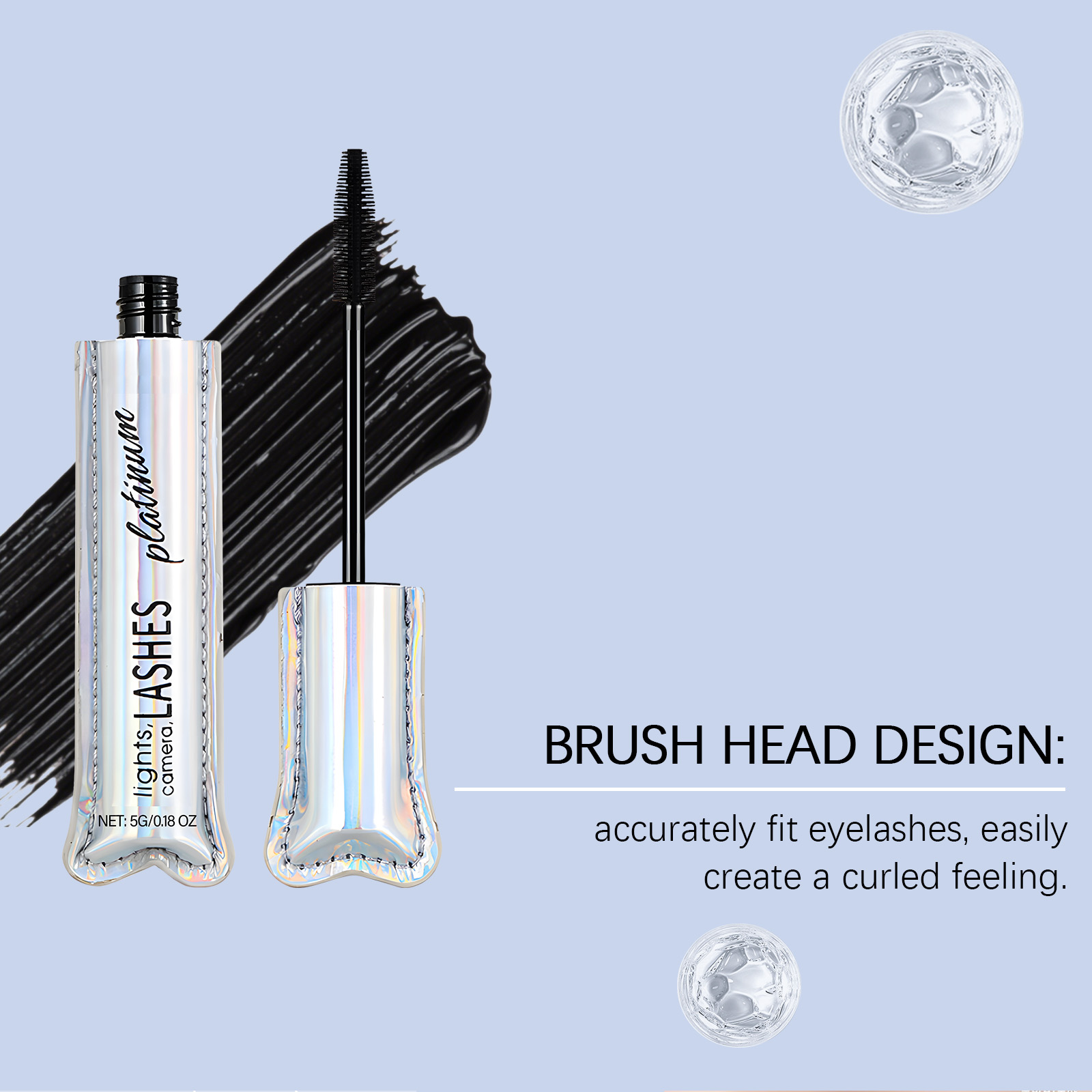 Black Mascara Mild Natural Longlasting Curling Smudgeproof Lightweight Portable Daily Eye Makeup Cosmetic Beauty Tool