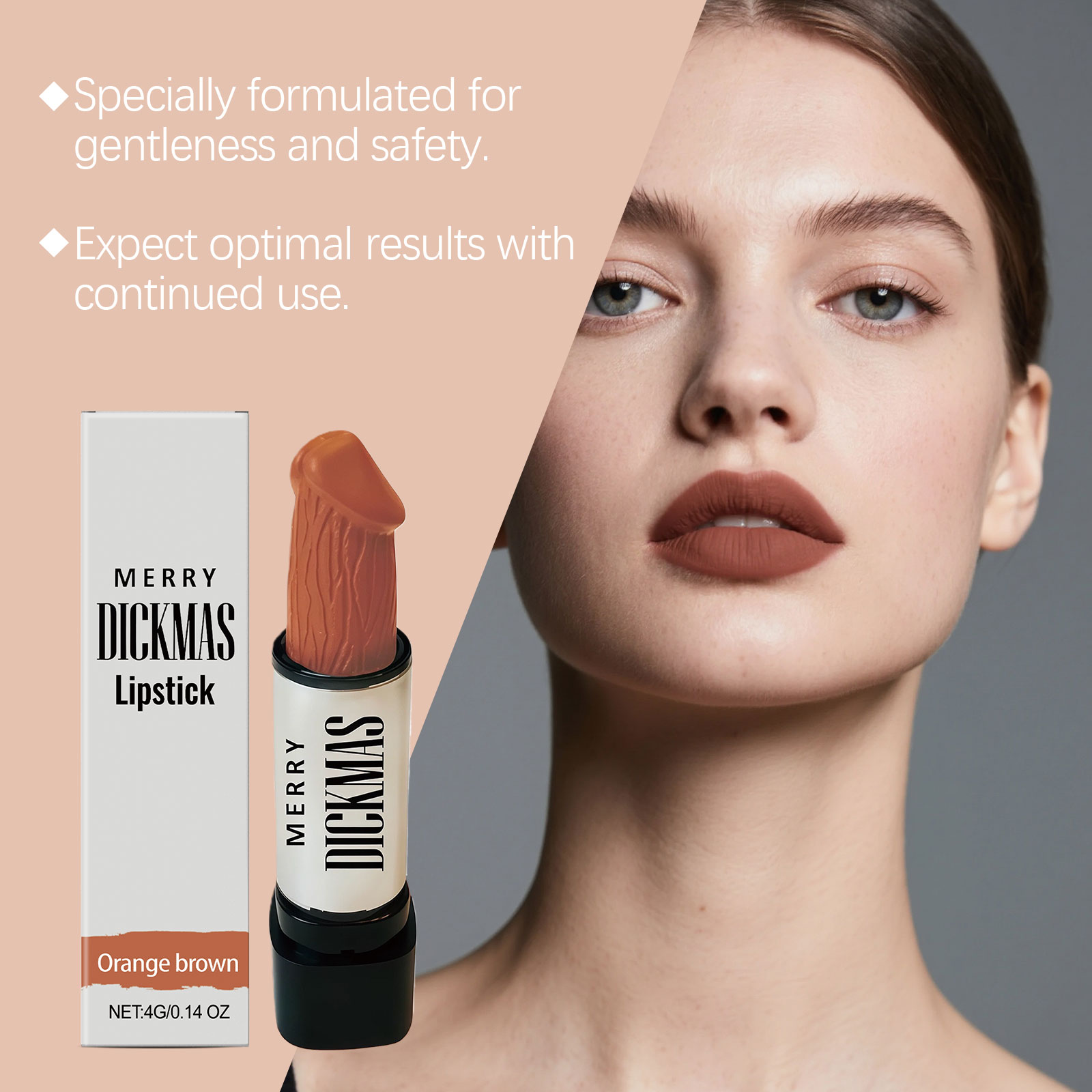 (Rose Red) Christmas Lipstick Secret Party Color Rendering Three Dimensional Silky Smooth Easy Apply Versatile Matte Portable Cosmetic