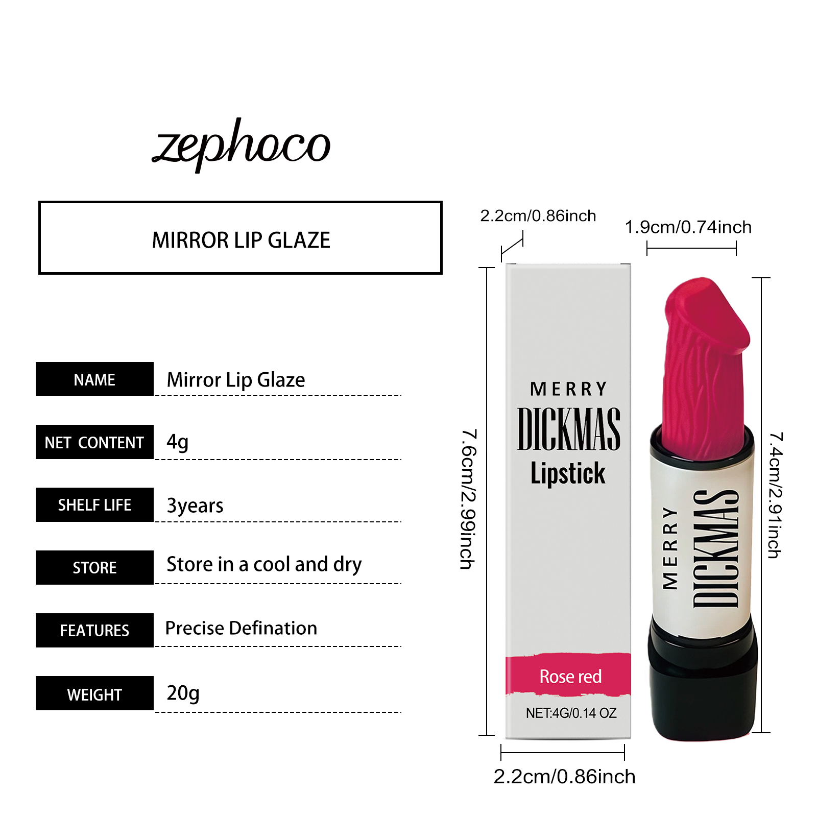 (Rose Red) Christmas Lipstick Secret Party Color Rendering Three Dimensional Silky Smooth Easy Apply Versatile Matte Portable Cosmetic