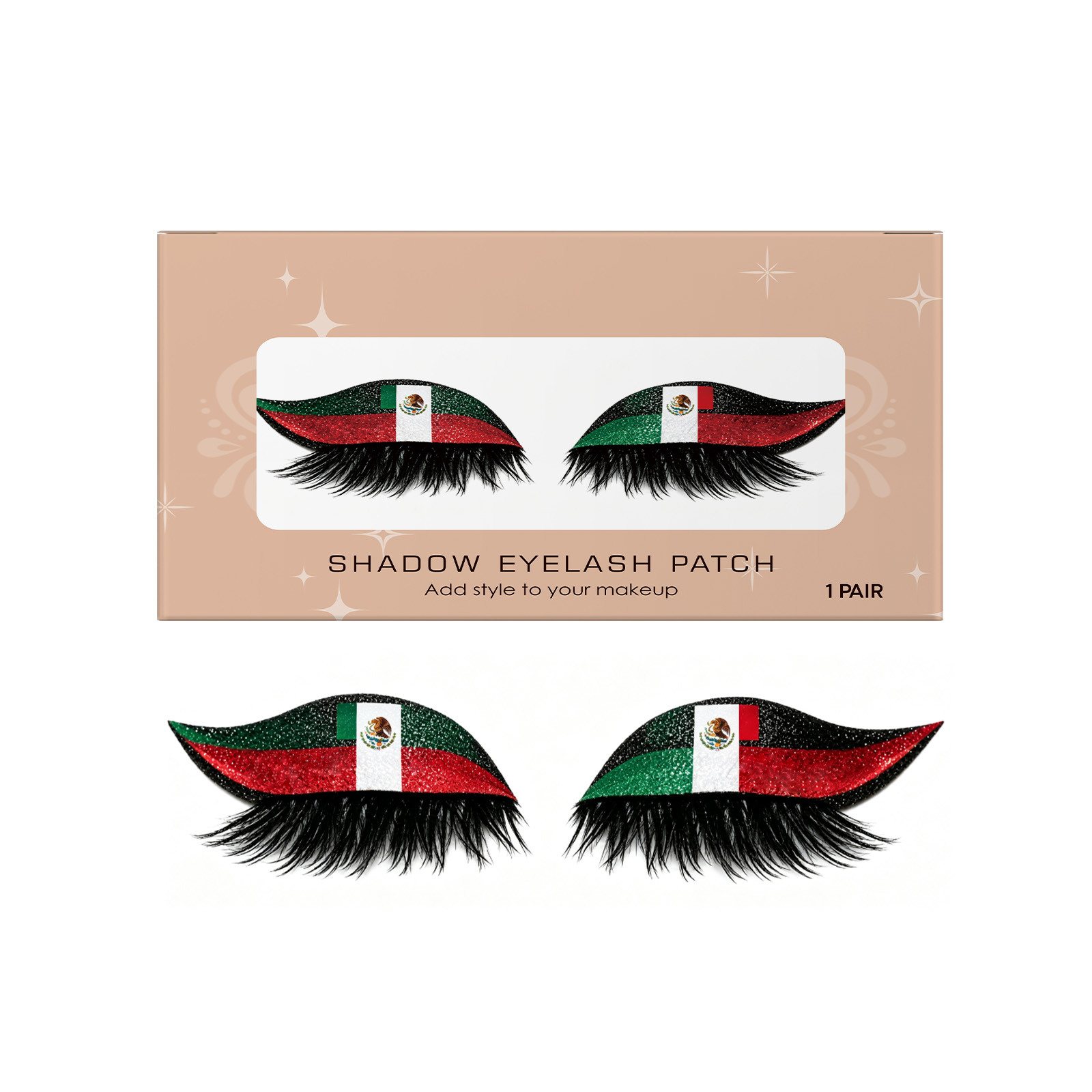 Mexican Flag False Eyelashes Comfortable Lightweight For Daily Wear Immersive Game Watching Party Vibe Ornaments