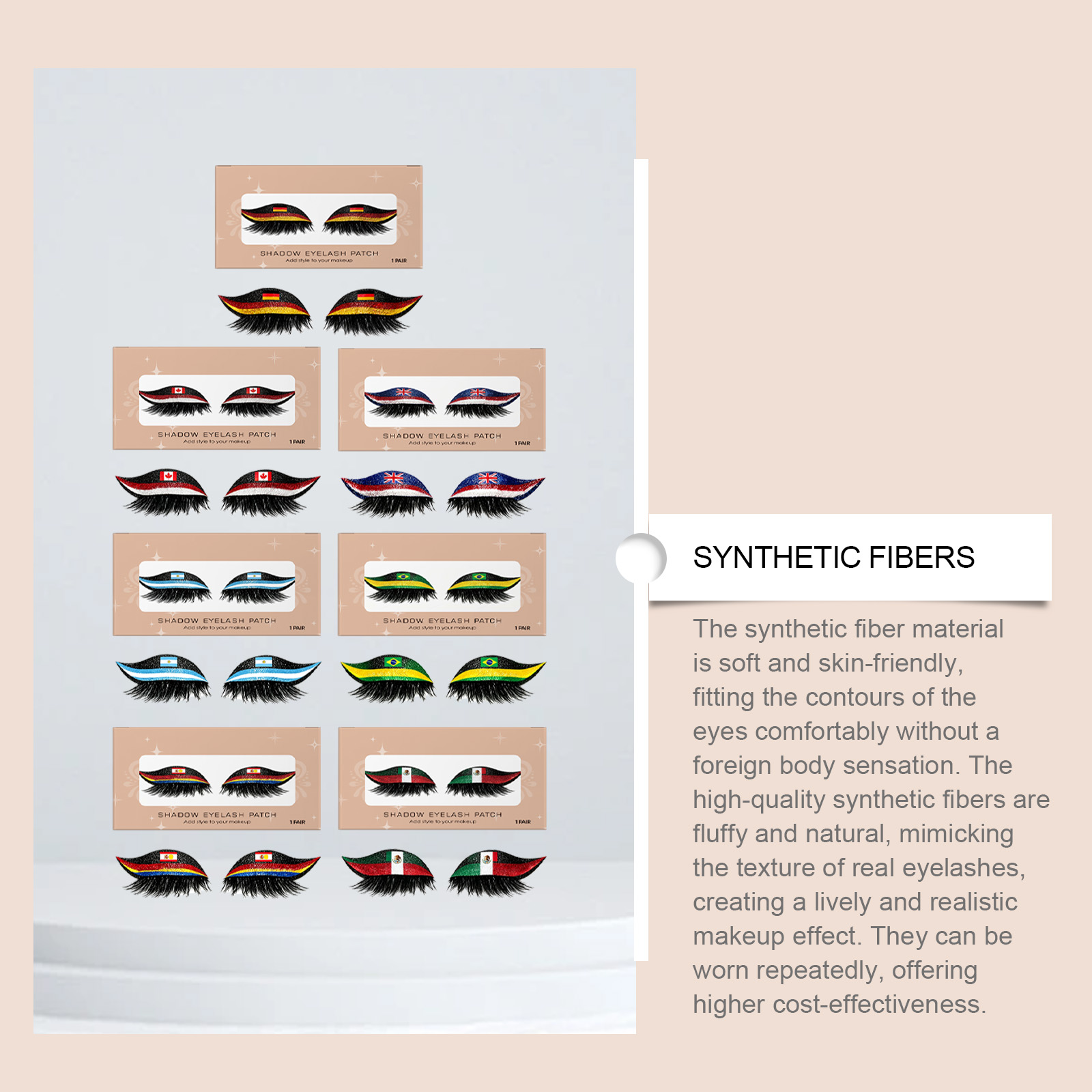 Mexican Flag False Eyelashes Comfortable Lightweight For Daily Wear Immersive Game Watching Party Vibe Ornaments