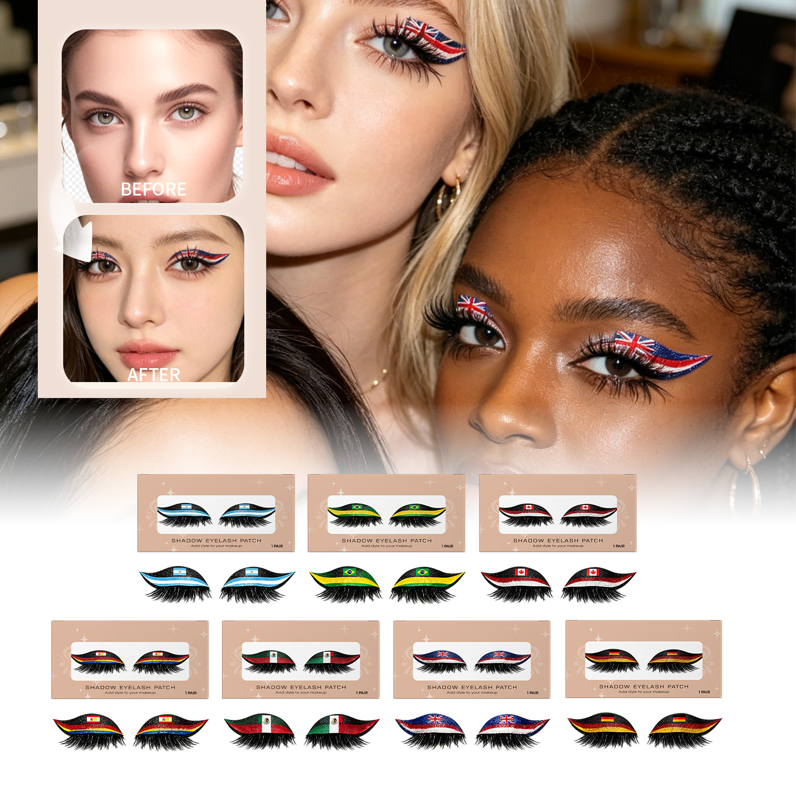 Mexican Flag False Eyelashes Comfortable Lightweight For Daily Wear Immersive Game Watching Party Vibe Ornaments