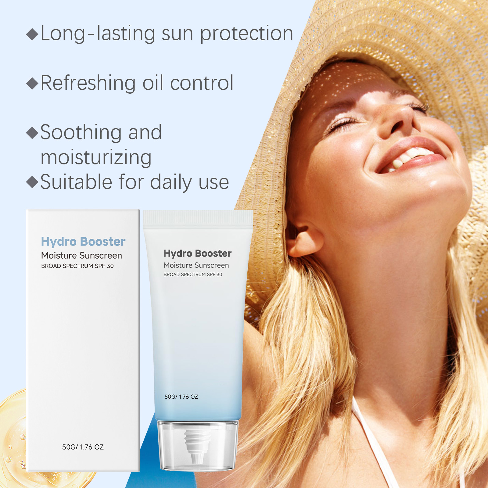 Hydrating Moisturizing Protection Cream Lightweight Refreshing Texture Comfortable NonSticky Mild Summer Outdoor Skin Care Lotion Barrier Gentle