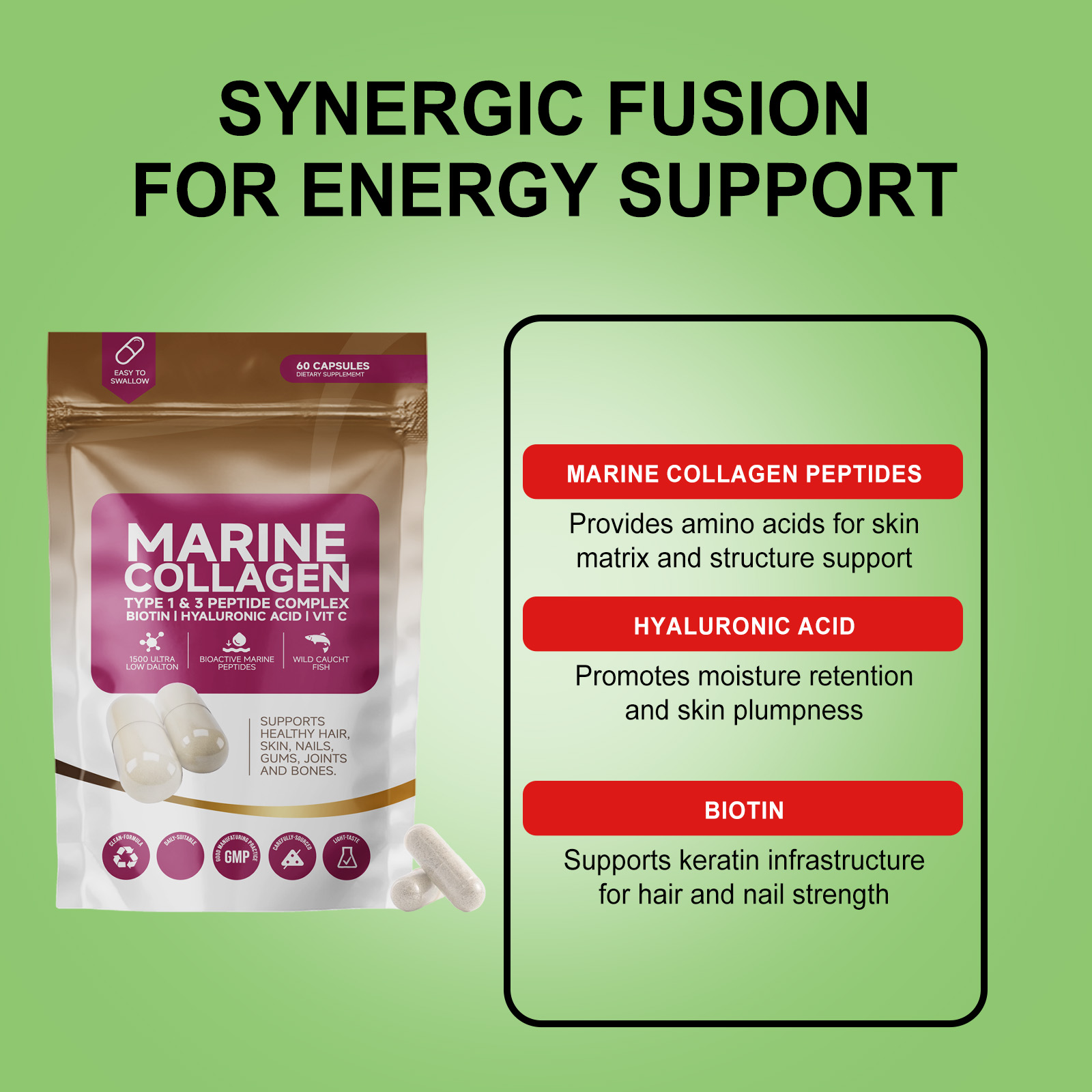 Collagen Supplement Capsules Moisturizing Skin Nourishing Hand Foot Nail Daily Nutrient Dietary Oral Body Care