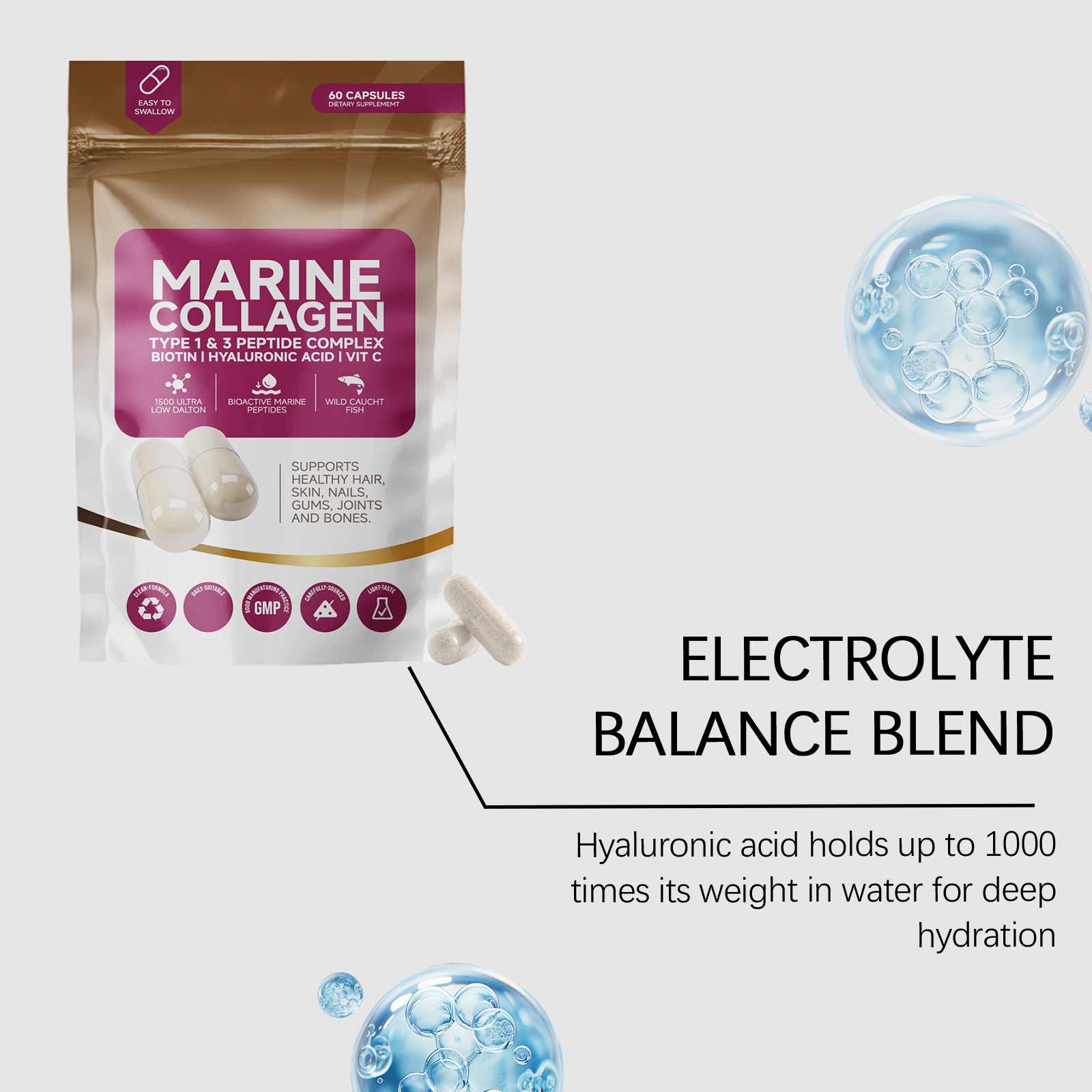 Collagen Supplement Capsules Moisturizing Skin Nourishing Hand Foot Nail Daily Nutrient Dietary Oral Body Care