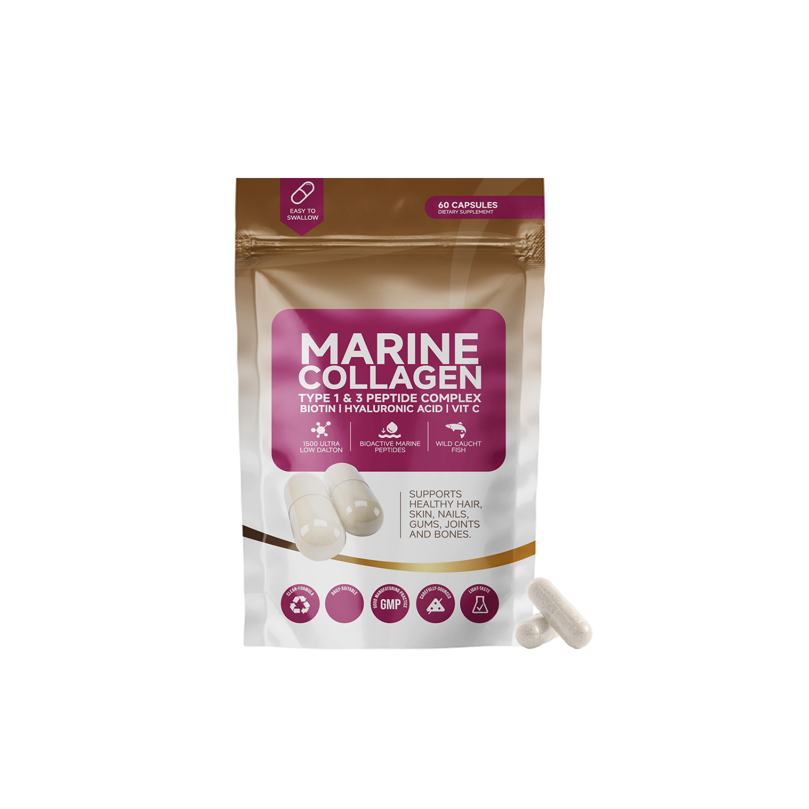 Collagen Supplement Capsules Moisturizing Skin Nourishing Hand Foot Nail Daily Nutrient Dietary Oral Body Care