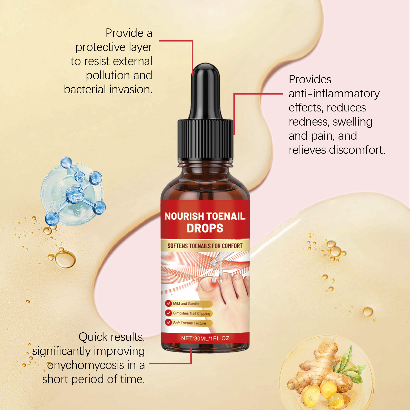 Toenail Care Drops Mild Gentle Formula Moisturizing Comfort Shiny Nail Surround Daily Protect Toenail Skin