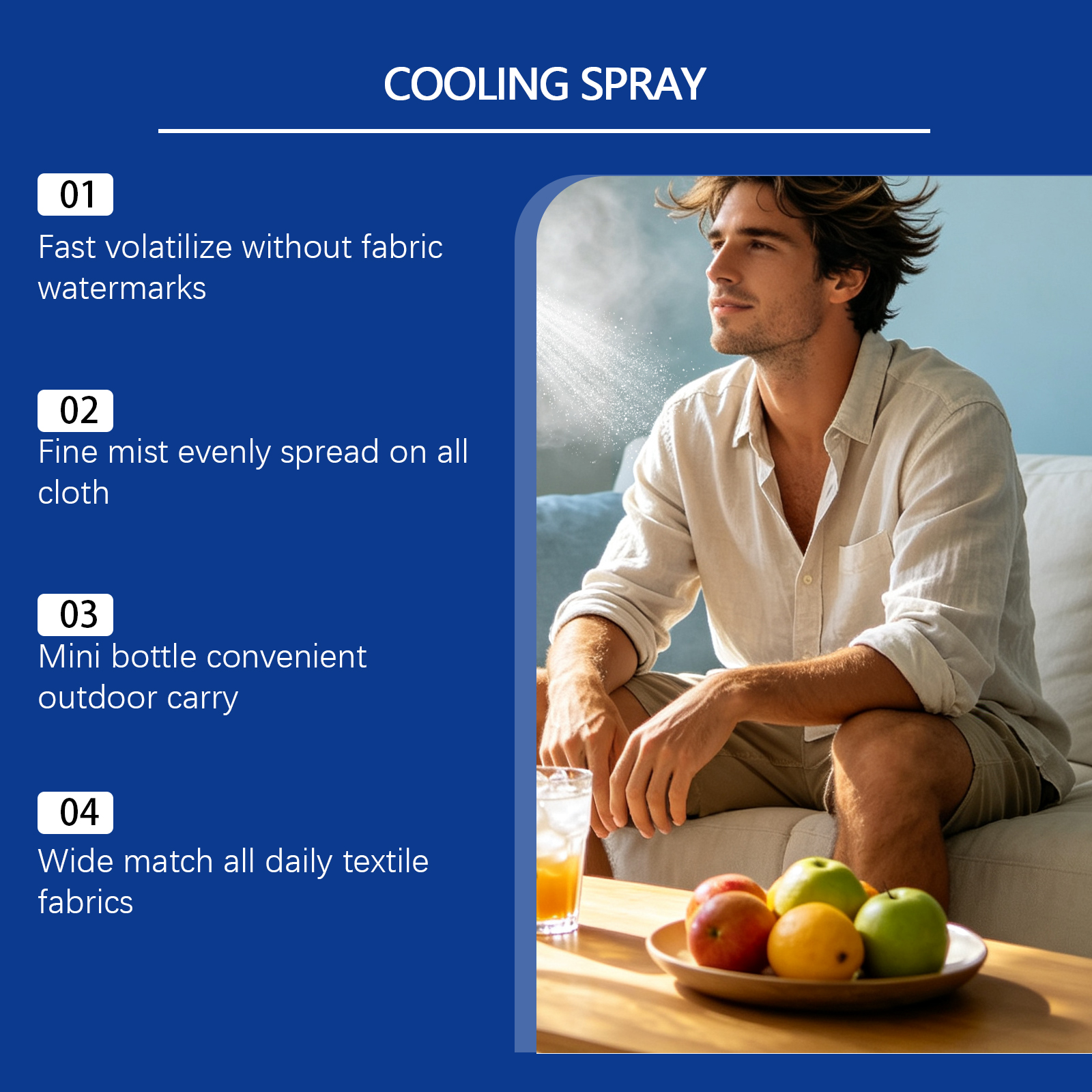 Fabric Cooling Spray Summer Icy Refreshing Portable Outdoor Sport Garment Body Skin Daily