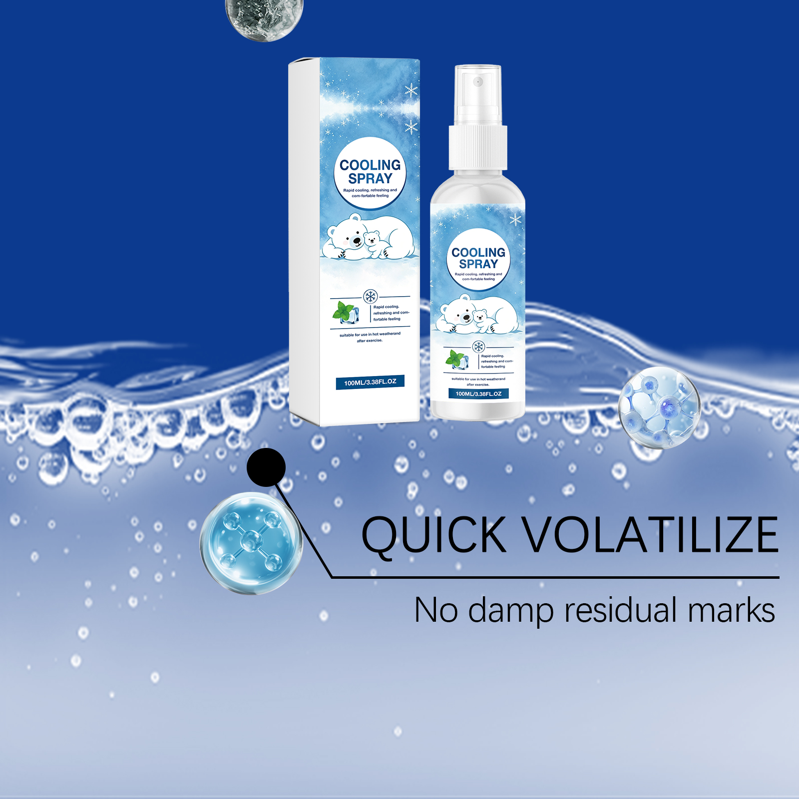 Fabric Cooling Spray Summer Icy Refreshing Portable Outdoor Sport Garment Body Skin Daily