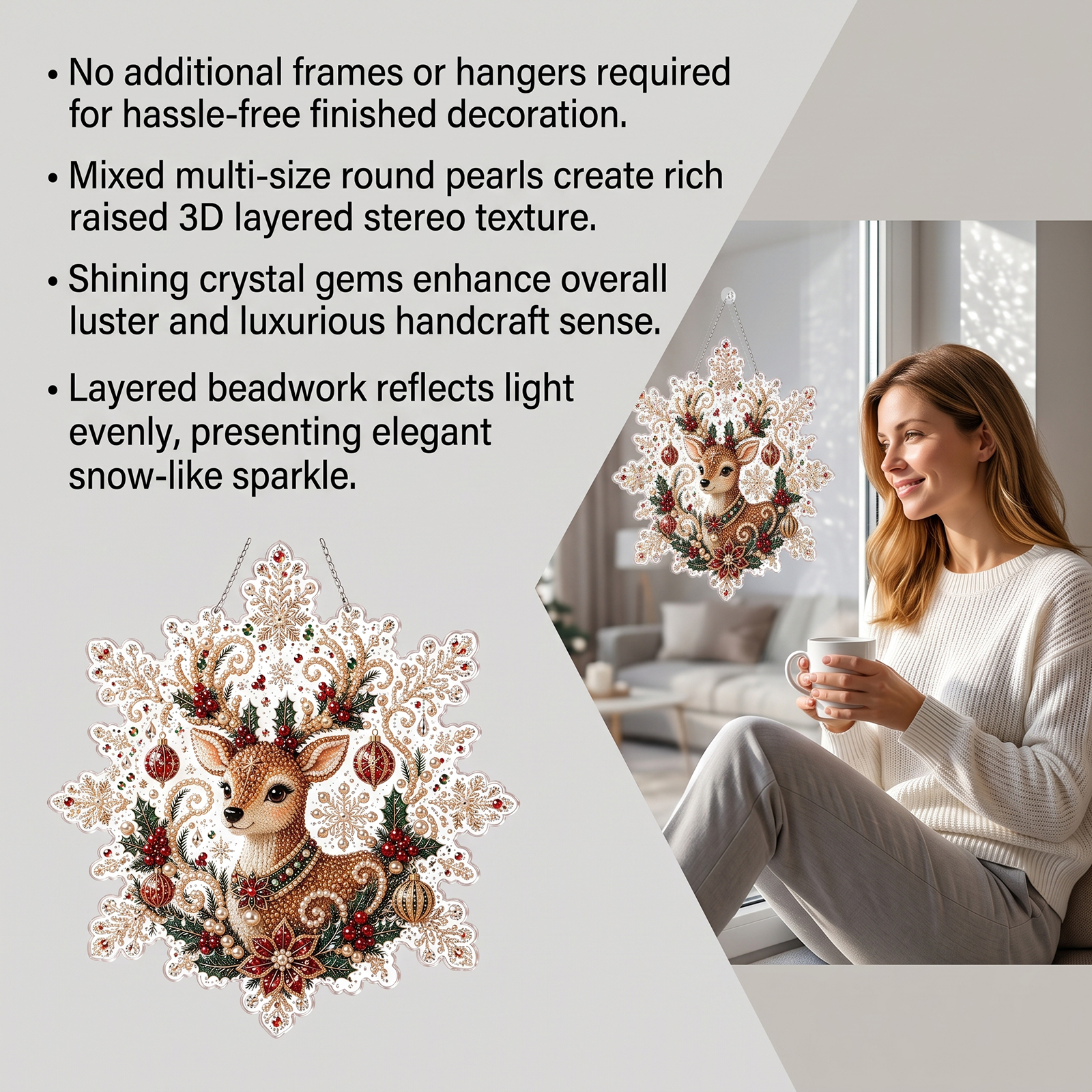 (Christmas Snowman) Christmas Pearl Diamond Painting Collection Set Festival Decoration Wall Desktop Hand Ornament Atmosphere Creation