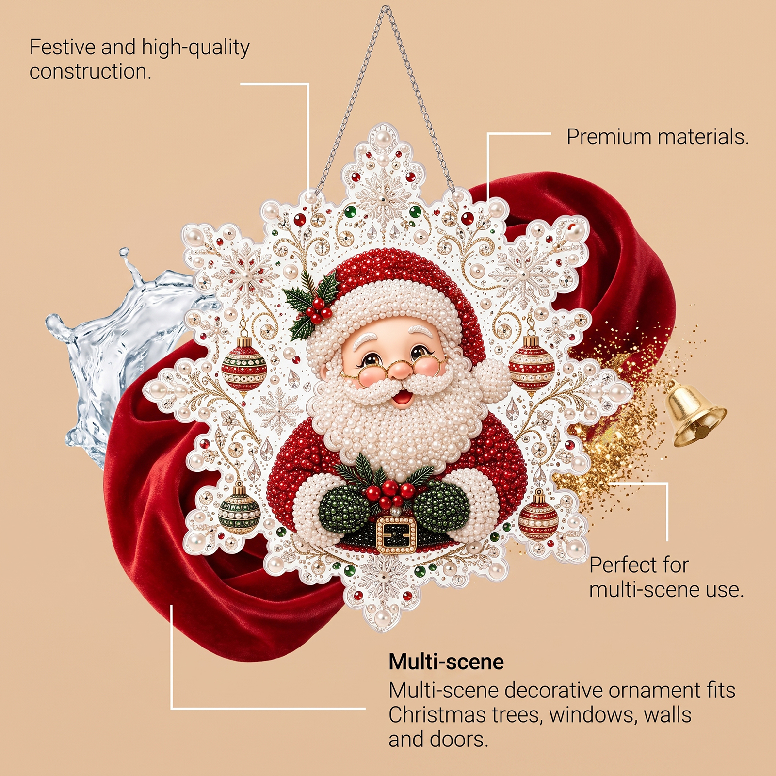 (Christmas Snowman) Christmas Pearl Diamond Painting Collection Set Festival Decoration Wall Desktop Hand Ornament Atmosphere Creation