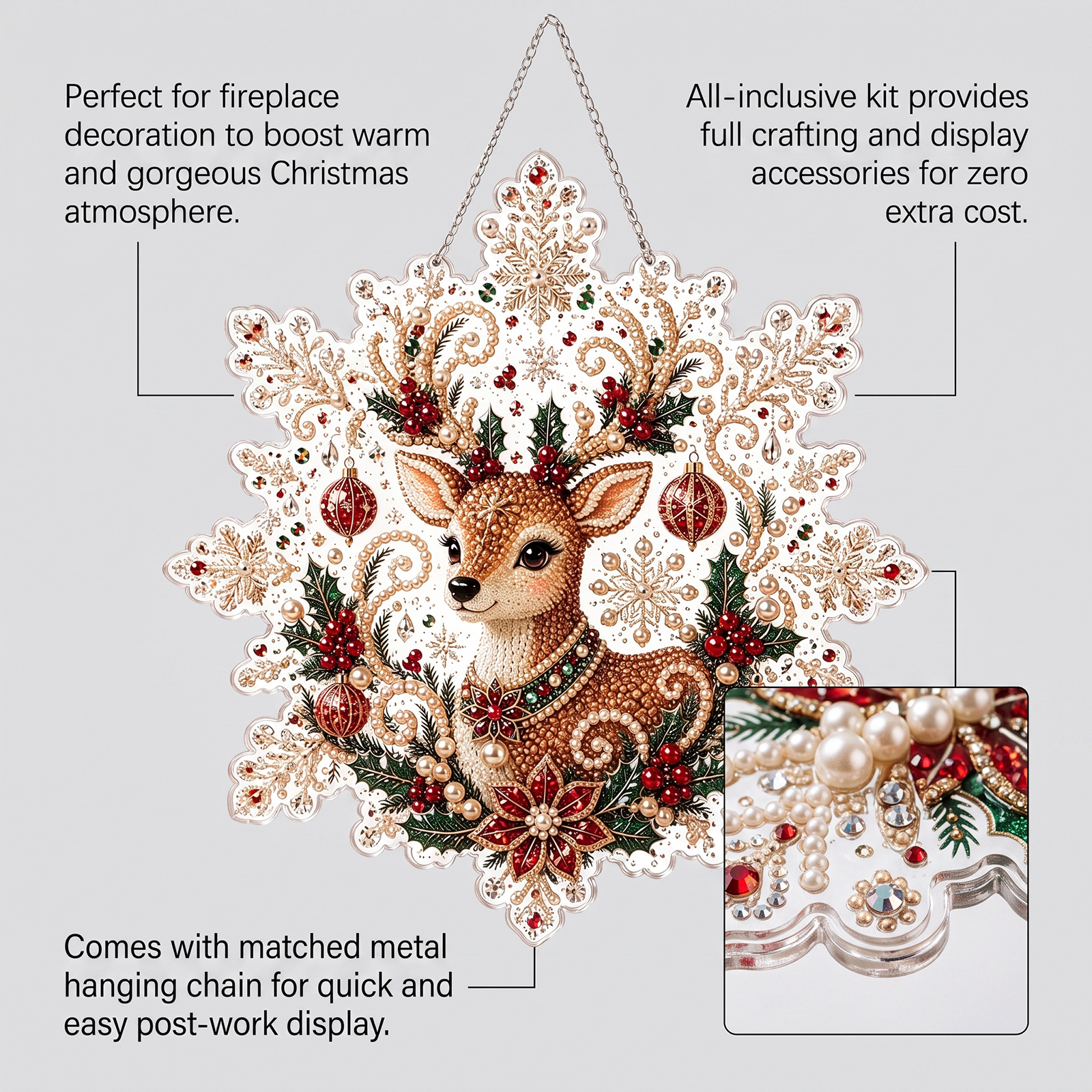 (Christmas Snowman) Christmas Pearl Diamond Painting Collection Set Festival Decoration Wall Desktop Hand Ornament Atmosphere Creation