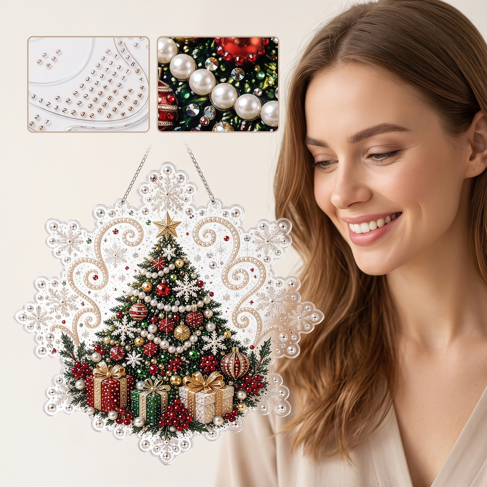 (Christmas Snowman) Christmas Pearl Diamond Painting Collection Set Festival Decoration Wall Desktop Hand Ornament Atmosphere Creation